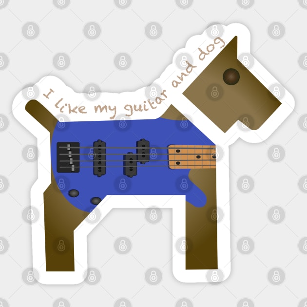 I like my guitar dogs Sticker by pixelatedidea